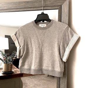 Derek Lam, XS, rolled short sleeve cropped crewneck sweatshirt top, fall must!!